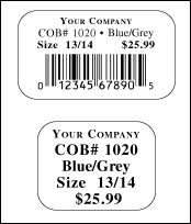 Sticker or price ticket tag with bar-code.