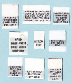 Stock woven care labels.